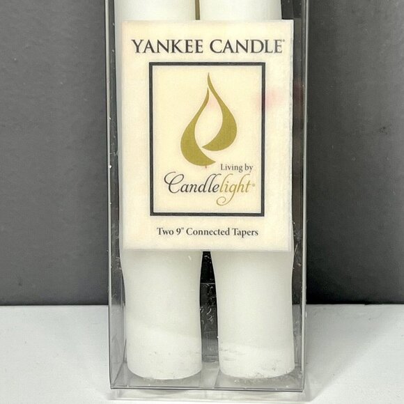 YANKEE CANDLE Living By Candlelight White Two 9" Connected Taper Candles - NEW‎ - Picture 5 of 10